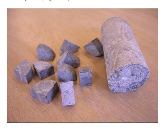 Figure 1 – Pieces Cut from a Drill Core Using a Diamond Saw