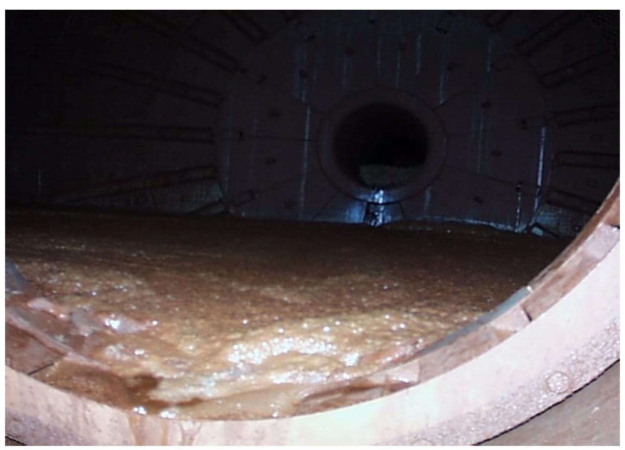 Figure 8 – View of the Inside of a SAG Mill with a Slurry Pool Problem
