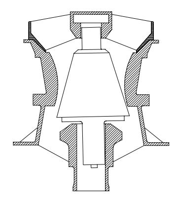 Figure 2b - Schematic of a gyratory crusher
