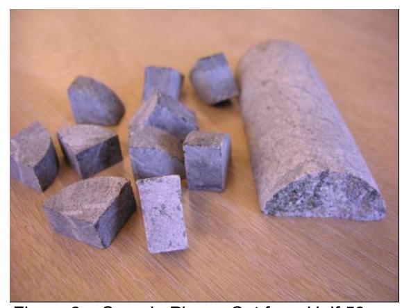 Figure 3 – Sample Pieces Cut from Half 50mm  Core