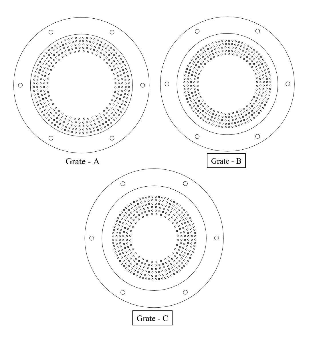 Figure 4: Discharge grates used in the test work