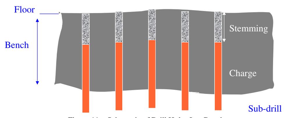 Figure 11 – Schematic of Drill Holes In a Bench