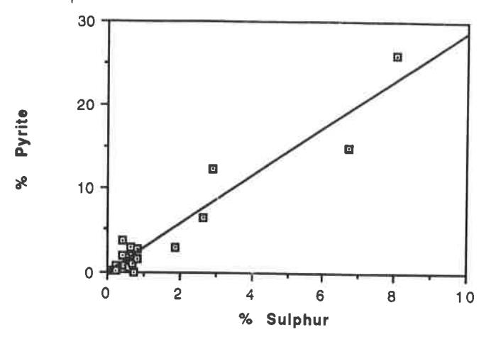 Fig 2 - Sulphur and pyrite association.